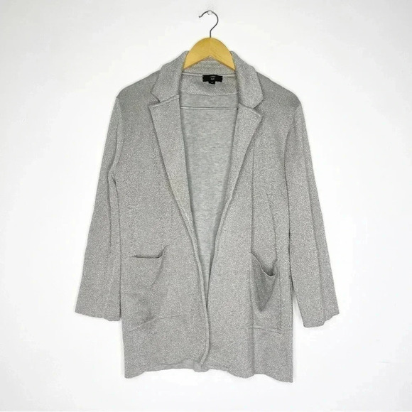 J.Crew Silver Sparkly Sophie open-front sweater blazer Size Medium - Picture 2 of 9